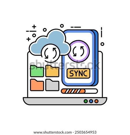 Folder Sync Fill Color Icon, Vector illustration