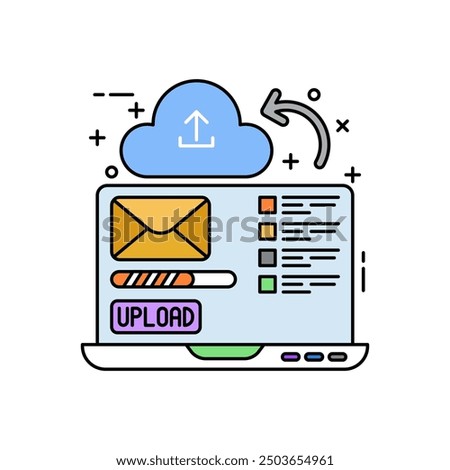 Document Upload Fill Color Icon, Vector illustration