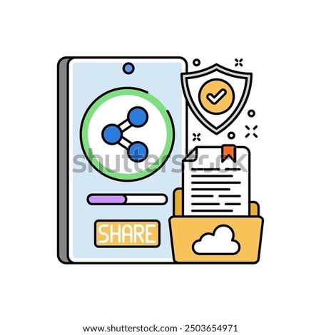 Cloud Share Fill Color Icon, Vector illustration