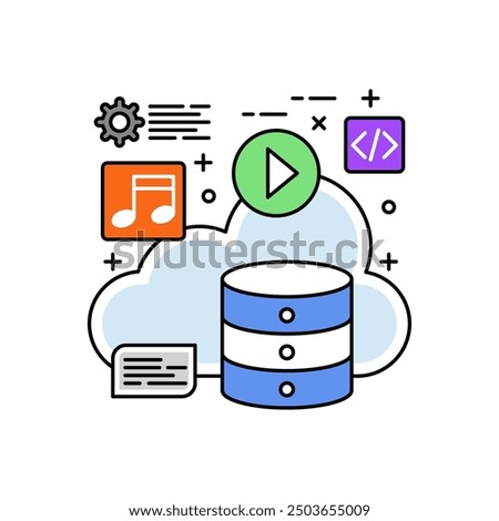 Cloud Fill Color Icon, Vector illustration