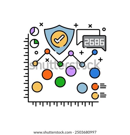 Bubble Chart Fill Color Icon, Vector illustration