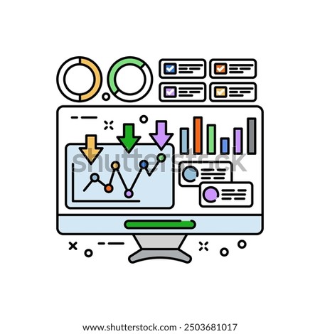 Analysis Chart Fill Color Icon, Vector illustration