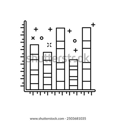 Nested Stacked Bar Outline Icon, Vector illustration