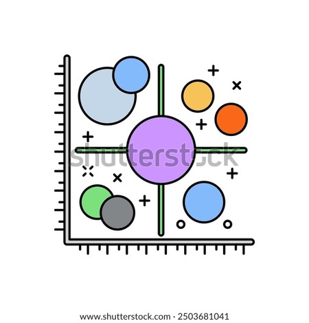 Bubble Chart Fill Color Icon, Vector illustration