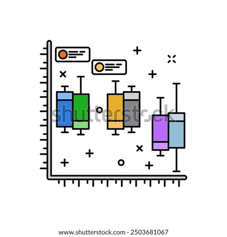 Box Whisker Plot Fill Color Icon, Vector illustration