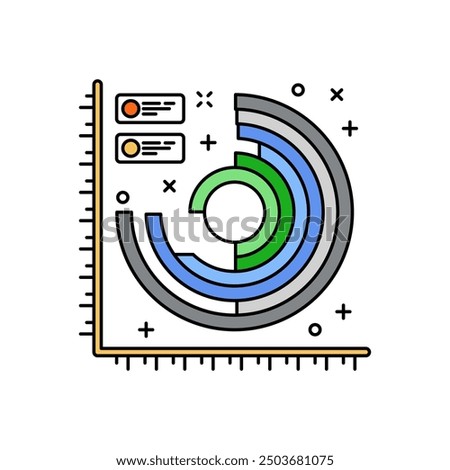 Circular Bar Chart Fill Color Icon, Vector illustration