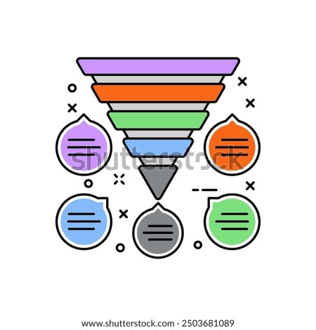 Funnel Chart Fill Color Icon, Vector illustration