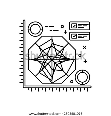 Radar Star Chart Outline Icon, Vector illustration