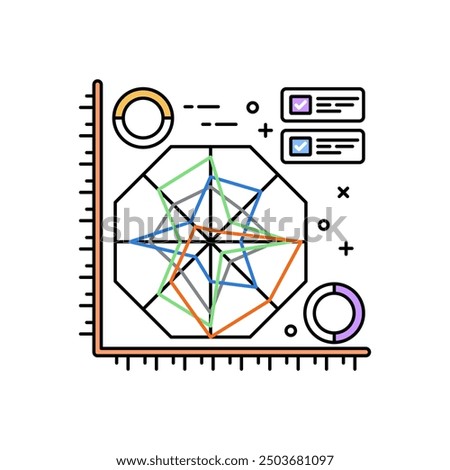 Radar Star Chart Fill Color Icon, Vector illustration