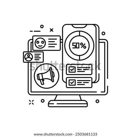 Donut Radar Outline Icon, Vector illustration