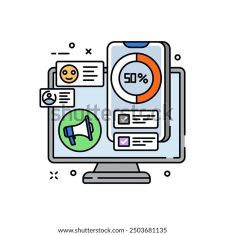 Donut Radar Fill Color Icon, Vector illustration