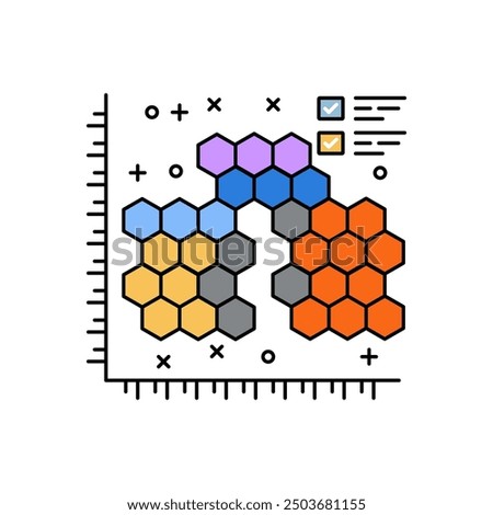 Hexbin Chart Fill Color Icon, Vector illustration