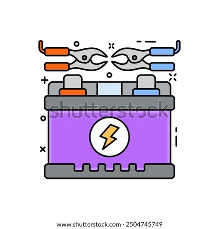 Car Battery Fill Color Icon, Vector illustration