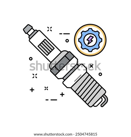 Spark Plug Fill Color Icon, Vector illustration