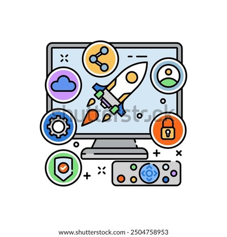 Smart TV Filled Color Icon, Vector illustration