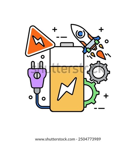 Safe Battery Fill Color Icon, Vector illustration