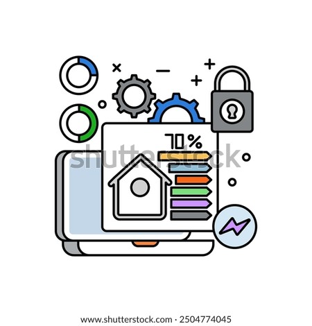 Energy Efficiency Fill Color Icon, Vector illustration