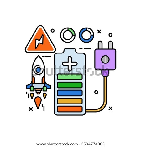 Battery Fill Color Icon, Vector illustration