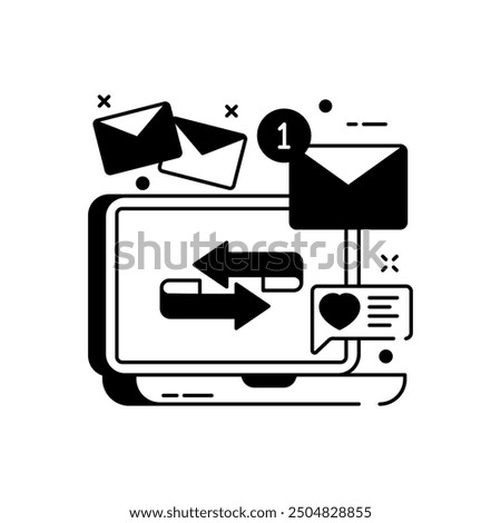 Mail Reply Glyph Icon, Vector illustration