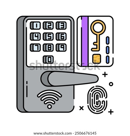 Smart Lock Fill Color Icon, Vector illustration.