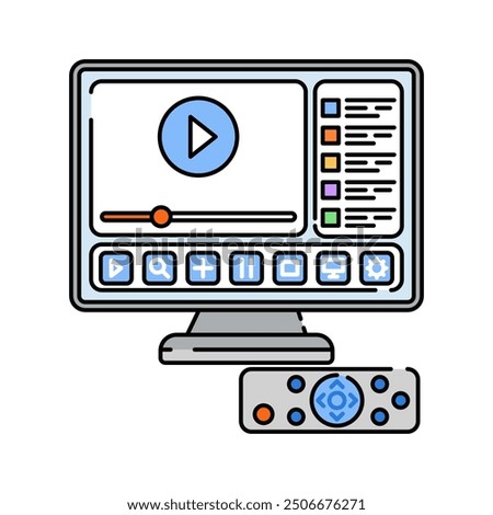 Smart TV Fill Color Icon, Vector illustration.