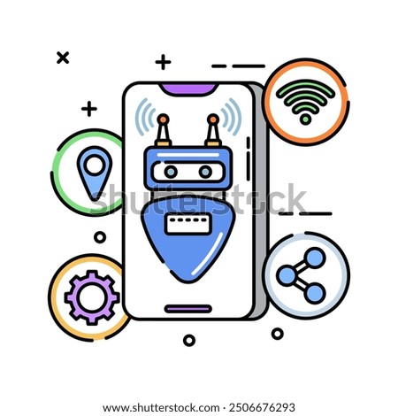 House Smart Assistant Fill Color Icon, Vector illustration.