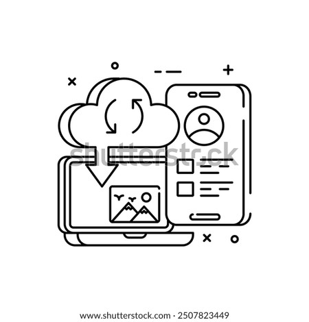 Cloud Storage Outline Icon, Vector illustration