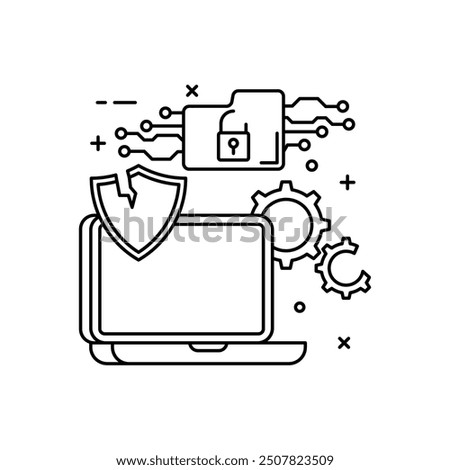 Data Lost Outline Icon, Vector illustration