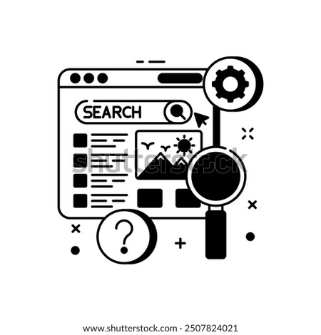 Searching Glyph Icon, Vector illustration