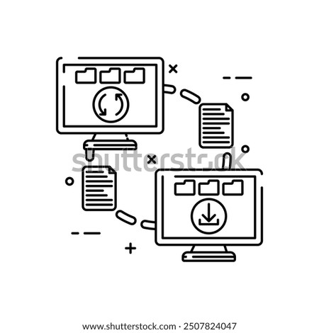 File Sync Outline Icon, Vector illustration