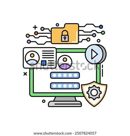 Data Safe Fill Color Icon, Vector illustration.