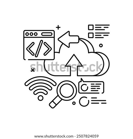 Data Sync Outline Icon, Vector illustration