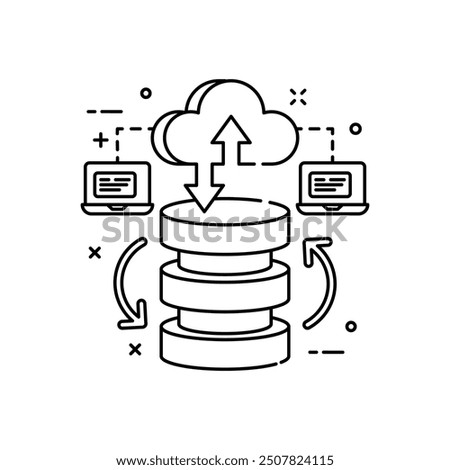 Secure Sync Outline Icon, Vector illustration