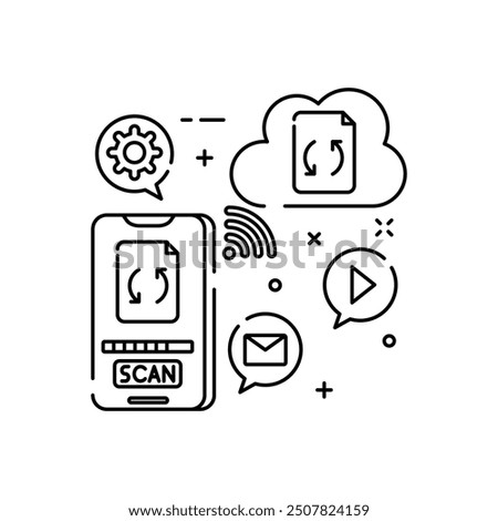 Cloud Sync Outline Icon, Vector illustration