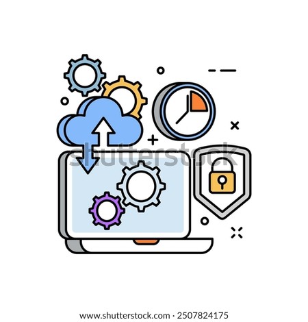 Backup Cloud Fill Color Icon, Vector illustration.