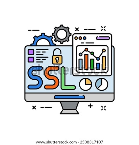 Secure Socket Layer Fill Color Icon, Vector illustration