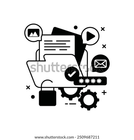 Encrypted Folder Glyph Icon, Vector illustration