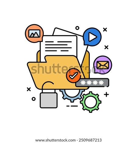 Encrypted Folder Fill Color Icon, Vector illustration