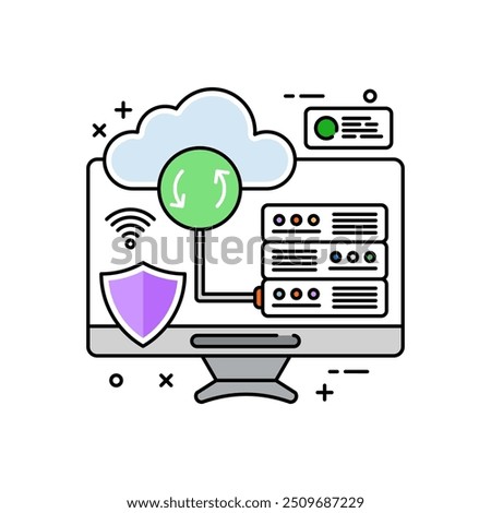 Database Sync Data Fill Color Icon, Vector illustration