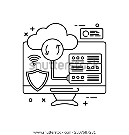 Database Sync Data Outline Icon, Vector illustration