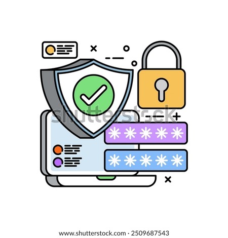 Data Shield Fill Color Icon, Vector illustration