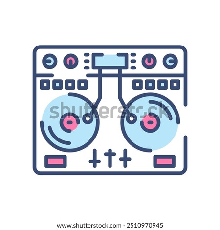 DJ Mixer Fill Color Icon, Vector illustration