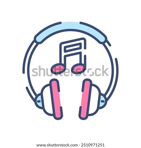 Head Phone Fill Color Icon, Vector illustration