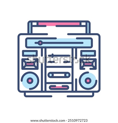 Boom Box Fill Color Icon, Vector illustration