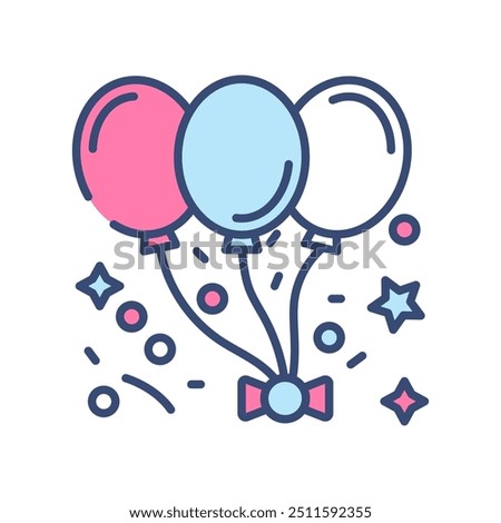 Party Balloon Fill Color Icon, Vector illustration