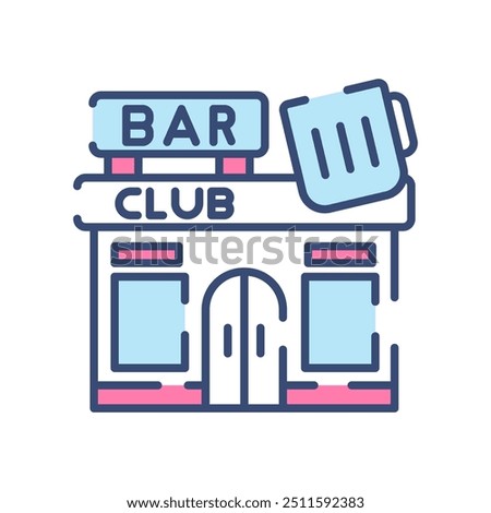 Bar Club Fill Color Icon, Vector illustration