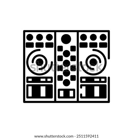 DJ Vinyl Decks Glyph Icon, Vector illustration