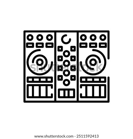 DJ Vinyl Decks Outline Icon, Vector illustration