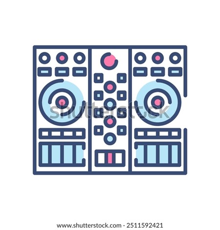 DJ Vinyl Decks Fill Color Icon, Vector illustration