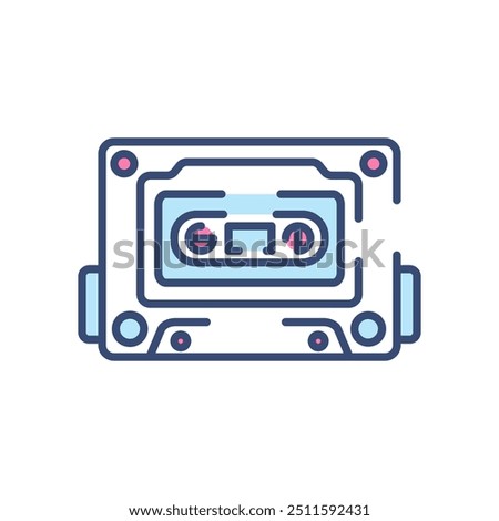 Mix Tape Fill Color Icon, Vector illustration